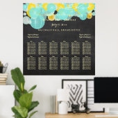 PixDezines Aqua/Yellow/Lantern/Seating Chart Poster (Thuiskantoor)