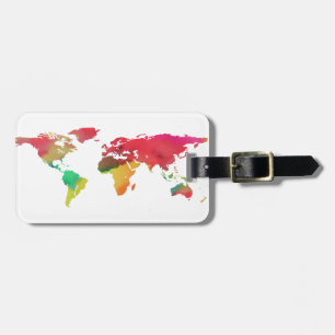 PixDezines aquarel/wereldkaart/DIY-achtergrond Bagagelabel