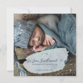 PixDezines Aquarelle Faire-part de NaissanceGarçon Kaart (Achterkant)