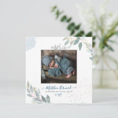 PixDezines Aquarelle Faire-part de NaissanceGarçon Kaart (Staand voorkant)