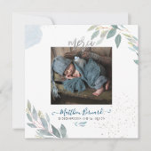 PixDezines Aquarelle Faire-part de NaissanceGarçon Kaart (Voorkant)