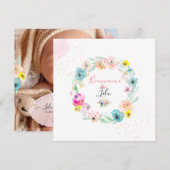 PixDezines AquarelleFaire-part de Naissance Fille Kaart (Voorkant / Achterkant)