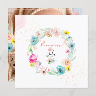 PixDezines AquarelleFaire-part de Naissance Fille Kaart