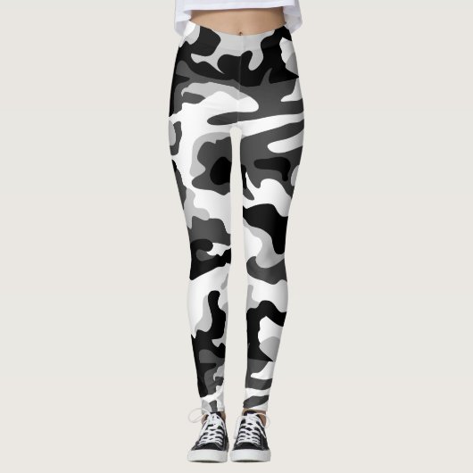 PixDezines Arctic Camo, zwart/wit/grijs Leggings (Voorkant)