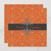 PixDezines Arianna Damask, dij-kleur, Oranje spece Kaart (Voorkant / Achterkant)