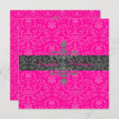 PixDezines Arianna Damask, dikke kleur, warm roze Kaart (Voorkant / Achterkant)