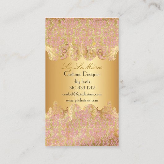 PixDezines arianna damask/faux perkament Visitekaartje (Achterkant)