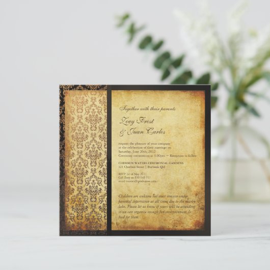 PixDezines Arianna Damask/Tobacco Kaart (Staand voorkant)