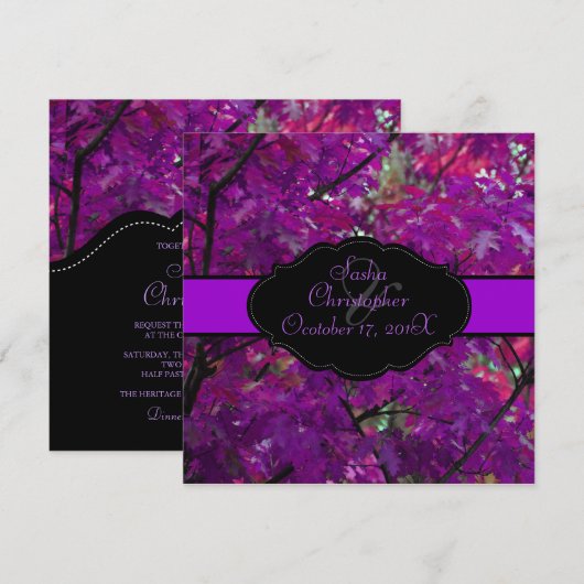 PixDezines Autumn Leaves/Royal paars/DIY trim Kaart (Voorkant / Achterkant)