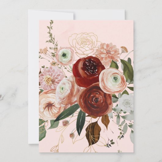 PixDezines Autumn Love H2 Marsala Red Flowers Invi Kaart (Achterkant)