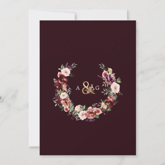 PixDezines Autumn Love H2 Marsala Red Flowers Kaart (Achterkant)