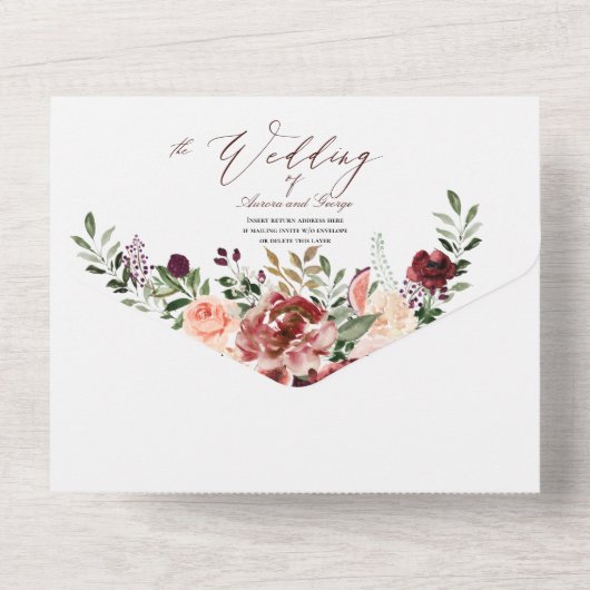 PixDezines Autumn Love H2 Rustic Marsala Red All In One Uitnodiging (Achterkant)