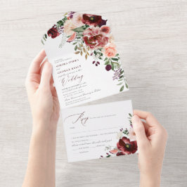 PixDezines Autumn Love H2 Rustic Marsala Red All In One Uitnodiging