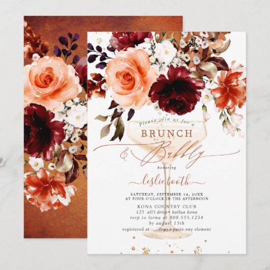 PixDezines Autumn Waterverf Flowers Brunch Bubble Kaart (Voorkant / Achterkant)