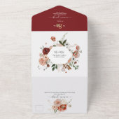 PixDezines Autumn Waterverf Flowers Marsala Al I All In One Uitnodiging (Buitenkant)