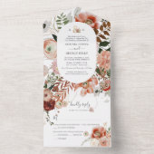 PixDezines Autumn Waterverf Flowers Marsala Al I All In One Uitnodiging (Binnen)