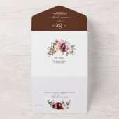 PixDezines Autumn Waterverf Flowers Marsala All In One Uitnodiging (Buitenkant)