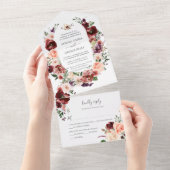 PixDezines Autumn Waterverf Flowers Marsala All In One Uitnodiging (Afscheurbaar)