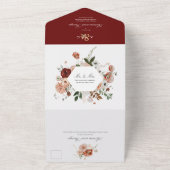 PixDezines Autumn Waterverf Flowers Marsala Red All In One Uitnodiging (Buitenkant)