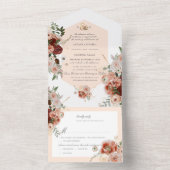 PixDezines Autumn Waterverf Flowers Marsala Red All In One Uitnodiging (Binnen)