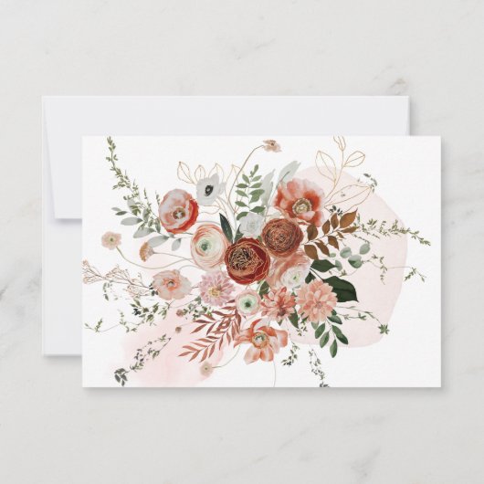 PixDezines Autumn Waterverf Flowers Marsala RSVP Kaart (Achterkant)