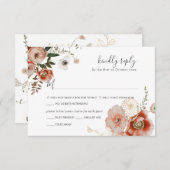 PixDezines Autumn Waterverf Flowers Marsala RSVP Kaart (Voorkant / Achterkant)