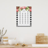 PixDezines b+w strepen+ rozen/zitrooster Poster (Keuken)