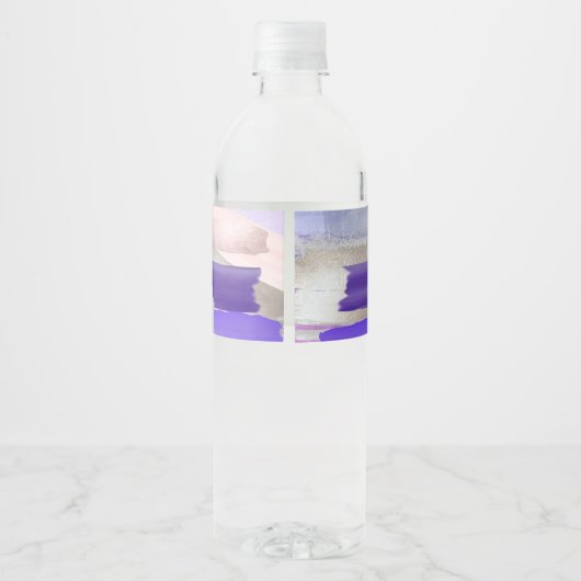 PixDezines Ba Mitzvah, Paarse Waterverf Swatches Waterfles Etiket (Achterkant)