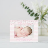 PixDezines Baby Bedankt/Blush Pink Confetti Briefkaart (Staand voorkant)