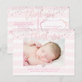 PixDezines Baby Bedankt/Blush Pink Confetti Briefkaart (Voorkant / Achterkant)