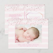PixDezines Baby Bedankt/Blush Pink Confetti Briefkaart (Voorkant / Achterkant)