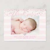PixDezines Baby Bedankt/Blush Pink Confetti Briefkaart (Voorkant)