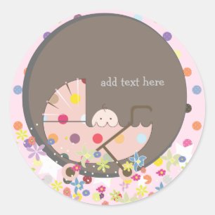 PixDezines Baby in kinderwagen. Ronde Sticker