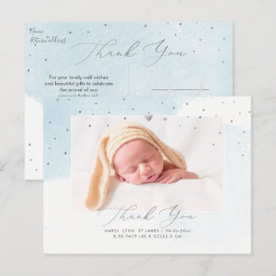PixDezines Baby Shower Bedankt Blauw Waterverf Briefkaart