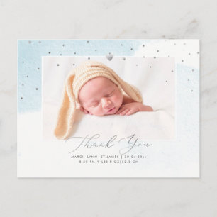 PixDezines Baby shower Bedankt Blue Waterverf Briefkaart