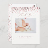 PixDezines Baby shower Bedankt/Roos Gold Confett Briefkaart (Voorkant / Achterkant)