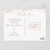 PixDezines Baby shower Bedankt/Roos Gold Confett Briefkaart (Achterkant)