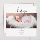 PixDezines Baby shower Bedankt Roos Gold Kaart (Voorkant / Achterkant)