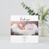 PixDezines Baby shower Bedankt Roos Gold Kaart (Staand voorkant)