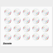 PixDezines Baby shower, Bloemen Waterverf, Ombre Ronde Sticker (Vel)