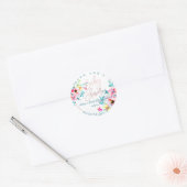 PixDezines Baby shower, Bloemen Waterverf, Ombre Ronde Sticker (Envelop)