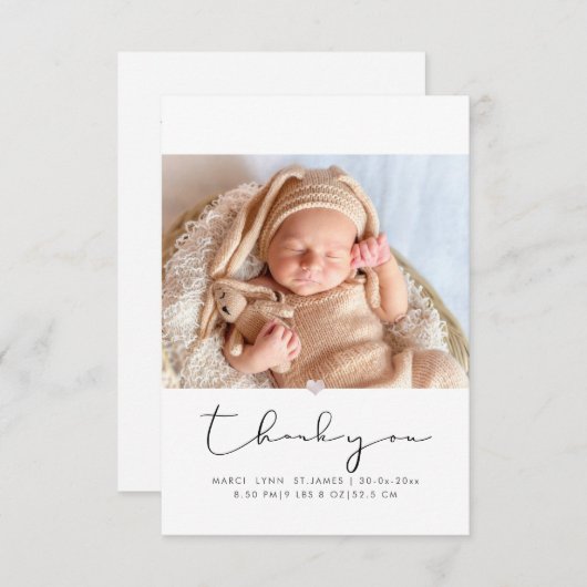 PixDezines Baby shower Dank u + Aankondiging (Voorkant / Achterkant)