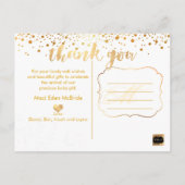 PixDezines Baby shower Dank u / Dazzled Faux Gold Aankondigingskaart (Achterkant)