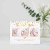 PixDezines Baby shower Dank u / Dazzled Faux Gold Aankondigingskaart (Staand voorkant)