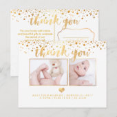 PixDezines Baby shower Dank u / Dazzled Faux Gold Aankondigingskaart (Voorkant / Achterkant)