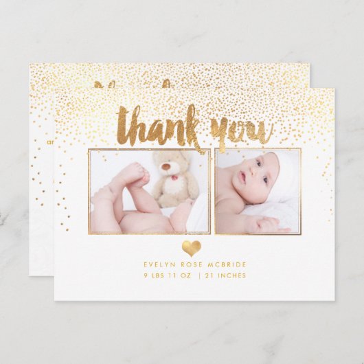 PixDezines Baby shower Dank u / Dazzled Faux Gold Briefkaart (Voorkant / Achterkant)