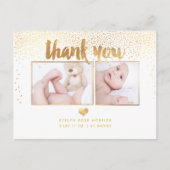 PixDezines Baby shower Dank u / Dazzled Faux Gold Briefkaart (Voorkant)