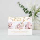 PixDezines Baby shower Dank u / Dazzled Faux Gold Briefkaart (Staand voorkant)