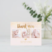 PixDezines Baby shower Dank u / Dazzled Faux Gold Briefkaart (Staand voorkant)