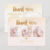 PixDezines Baby shower Dank u / Dazzled Faux Gold Briefkaart (Voorkant / Achterkant)